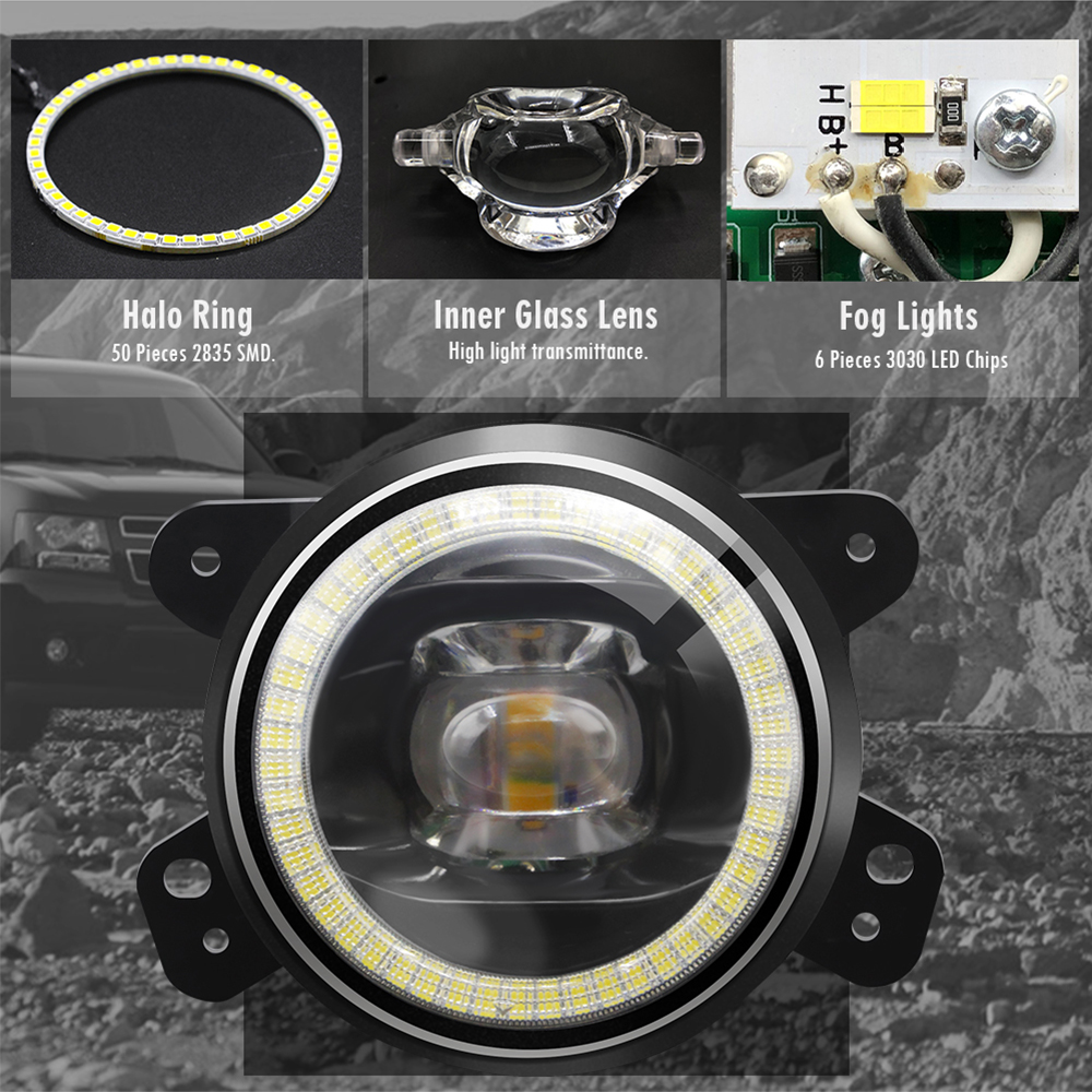 2 X Car Fog Light Assembly LED Angel Eye Fog Daytime Lamp DRL For Chrysler 300 2005-2010 (Only Fit Touring or Limited Models)