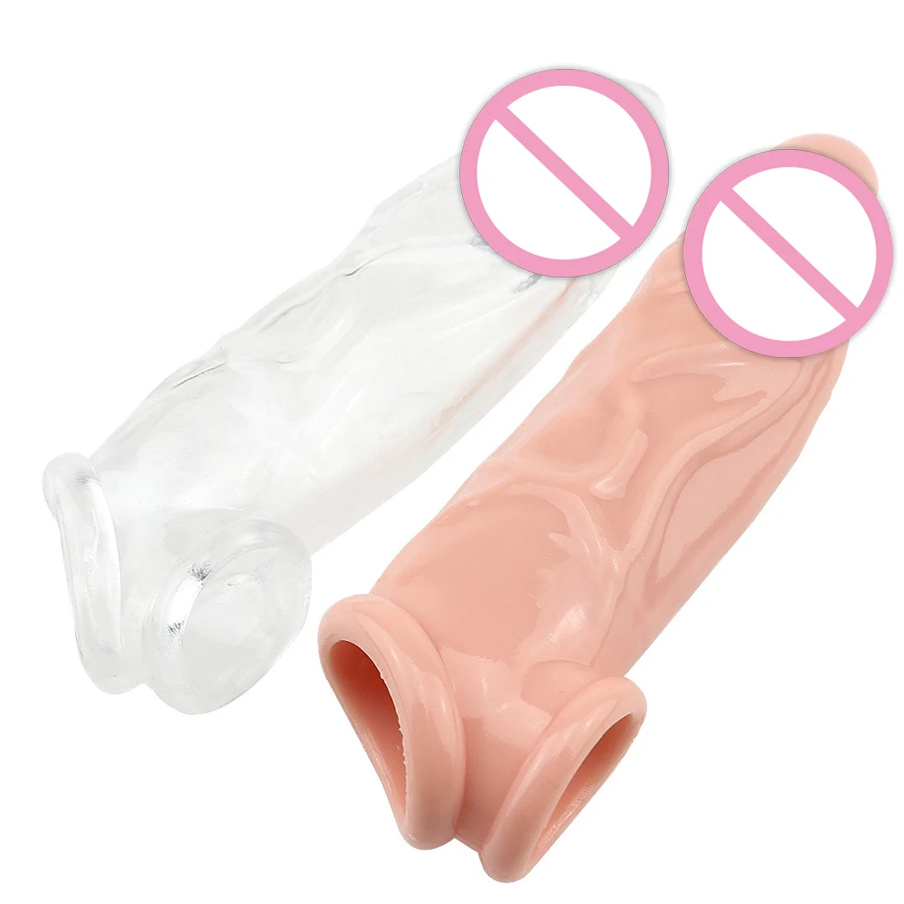 Realistic Condoms For Men Reusable Penis Sleeve For Male Extender Dildo Enhancer Enlargement Condom Male Cock Sex Toys