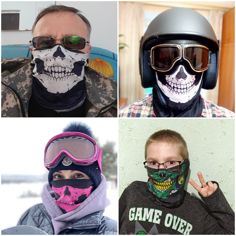 Halloween Skull Balaclava Hat for Men Women Ski Mask Summer Skullies Beanies Tactical Men's Caps Male Hood Magic Cycling MZ104