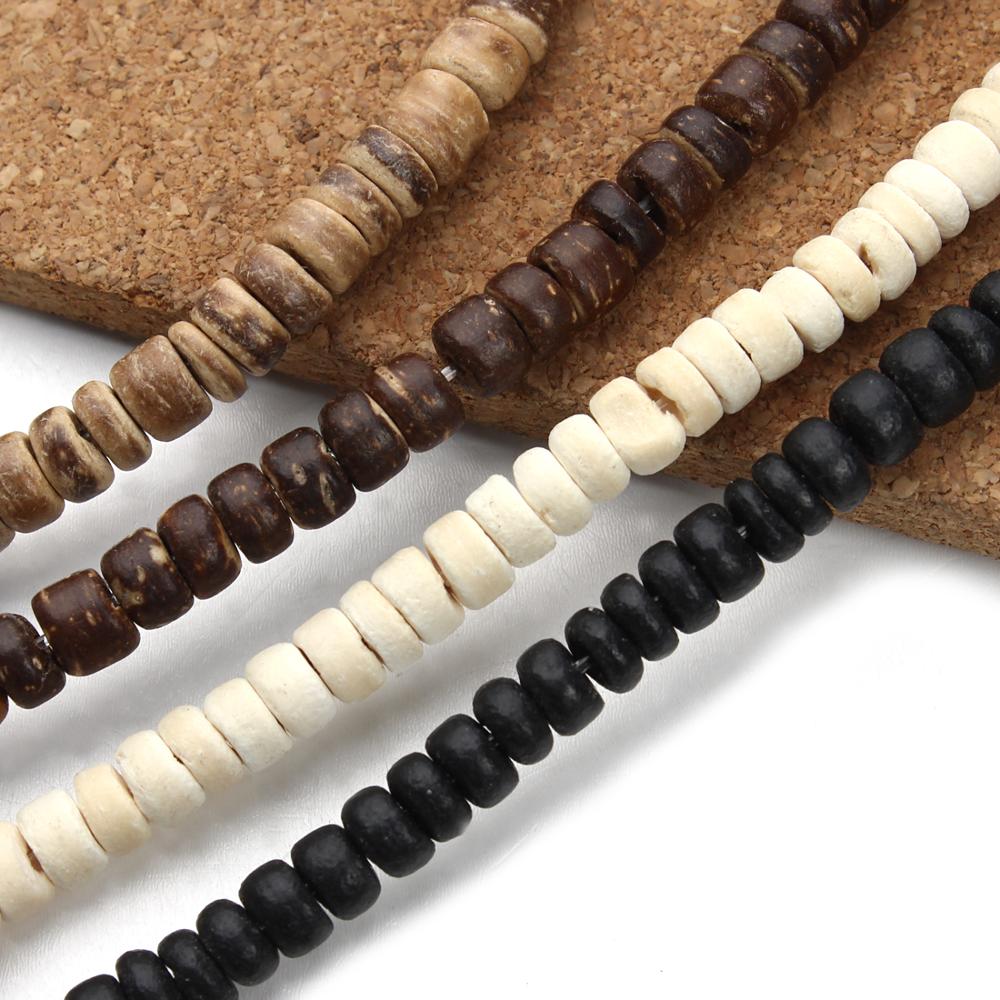 3 Strands/lot 5mm Natural Wooden Beads Flat Round Coconut Shell Spacer Beads For DIY Jewelry Making Findings Necklace Bracelets