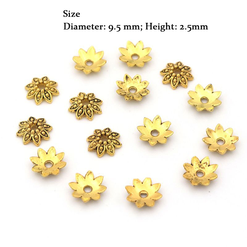 100Pcs 8 Petals Flower Loose Sparer End Bead Caps for Jewelry Making Finding Diy Bracelet Accessories Component Wholesale Supply