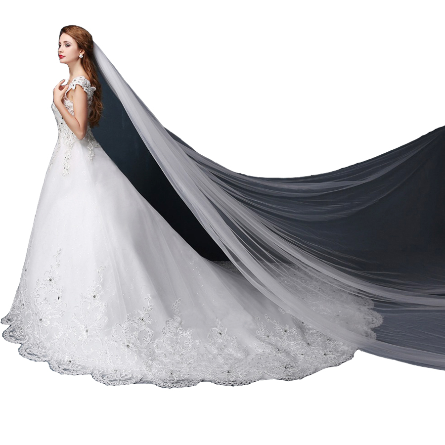 3M Elegant White/Ivory Single Layer Simple Veils Long Wedding Veil Bridal Accessories