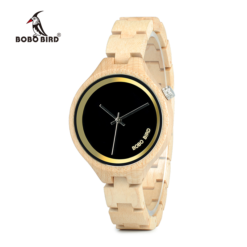 BOBO BIRD Women Watch Wooden Bamboo Quartz Watches Ladies Wristwatch relogio feminino with Full Wood Band in Gift Box