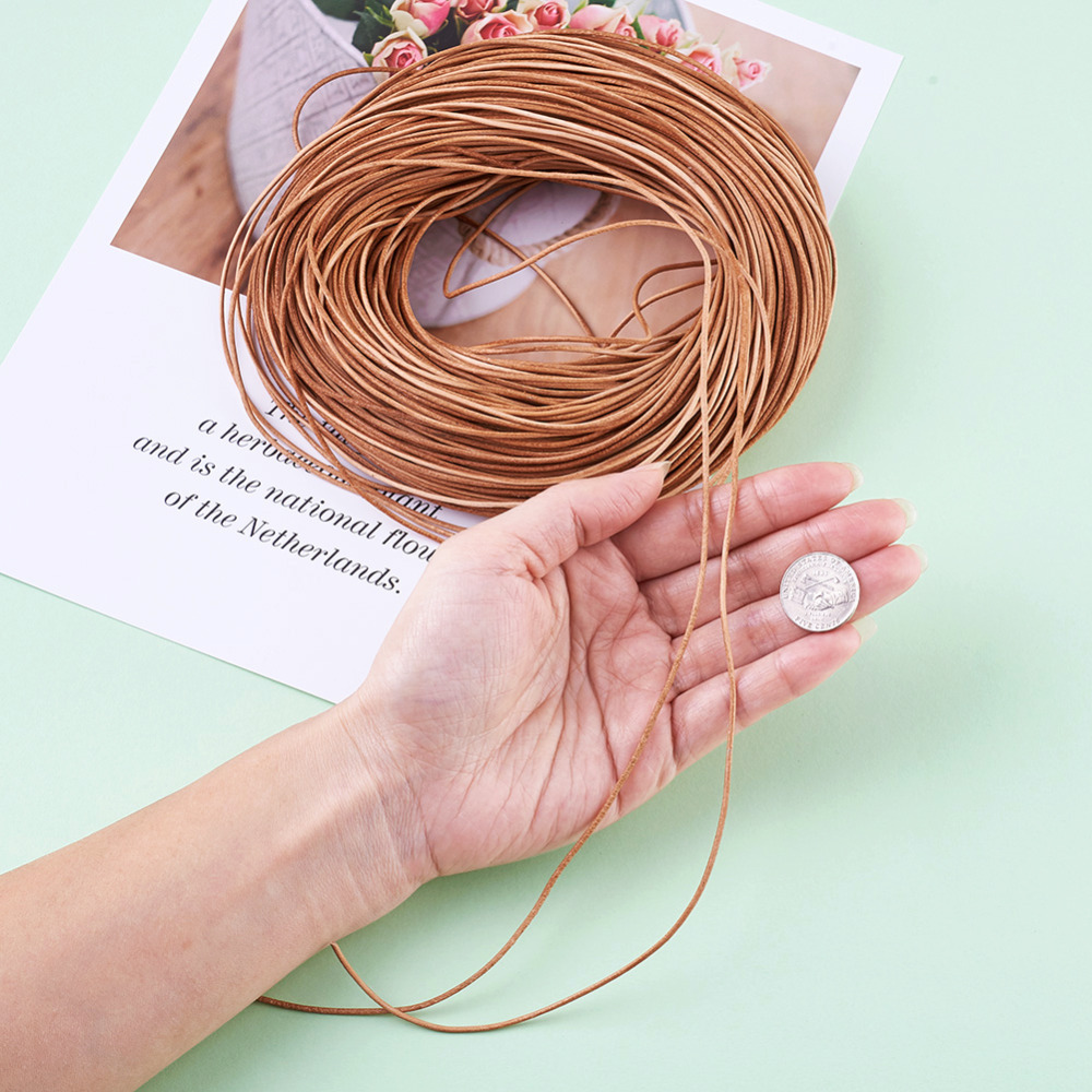 Pandahall 100m/Bundle 1mm 1.5mm 2mm Peru Cowhide Leather Cord Braided String for Jewelry Making Stringing Materials Wholesales