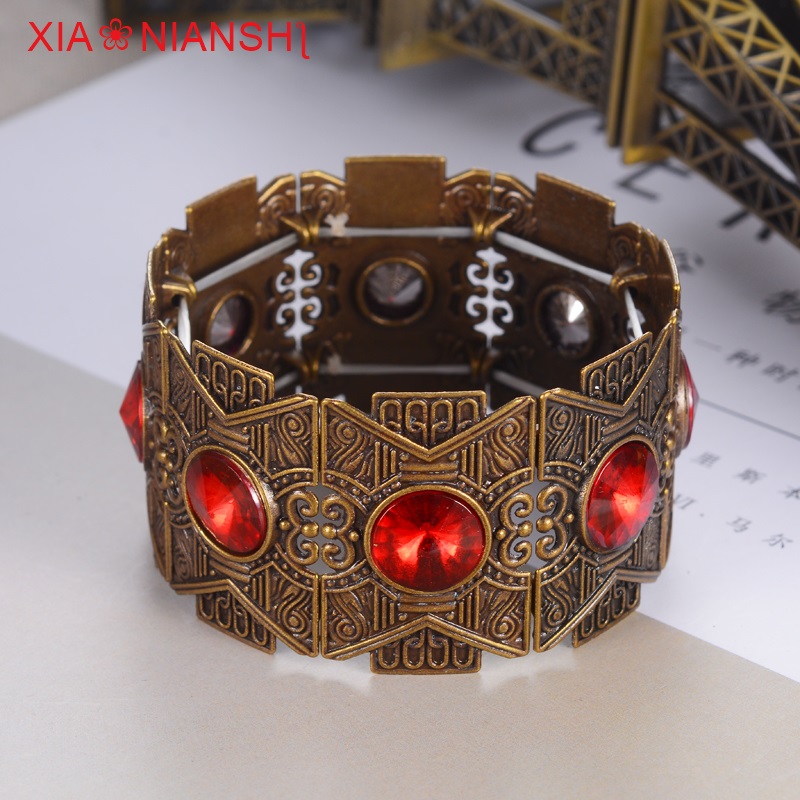 Brand Creative Bohemian Stretch Line Cuff Bracelet For Women Turkey Vintage Branch Flower Bangles Big Crystal Bronze Jewelry