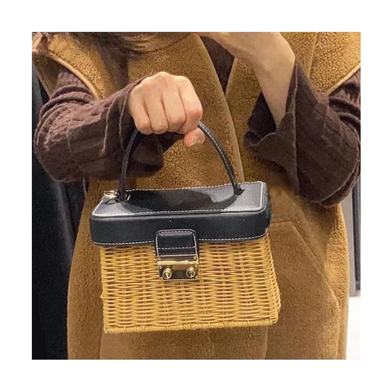 ZA Straw Bag Customized Vintage Woven Rattan Crossbody Bags Casual Straw Handbag Shoulder Beach Bag Clutch Handmade