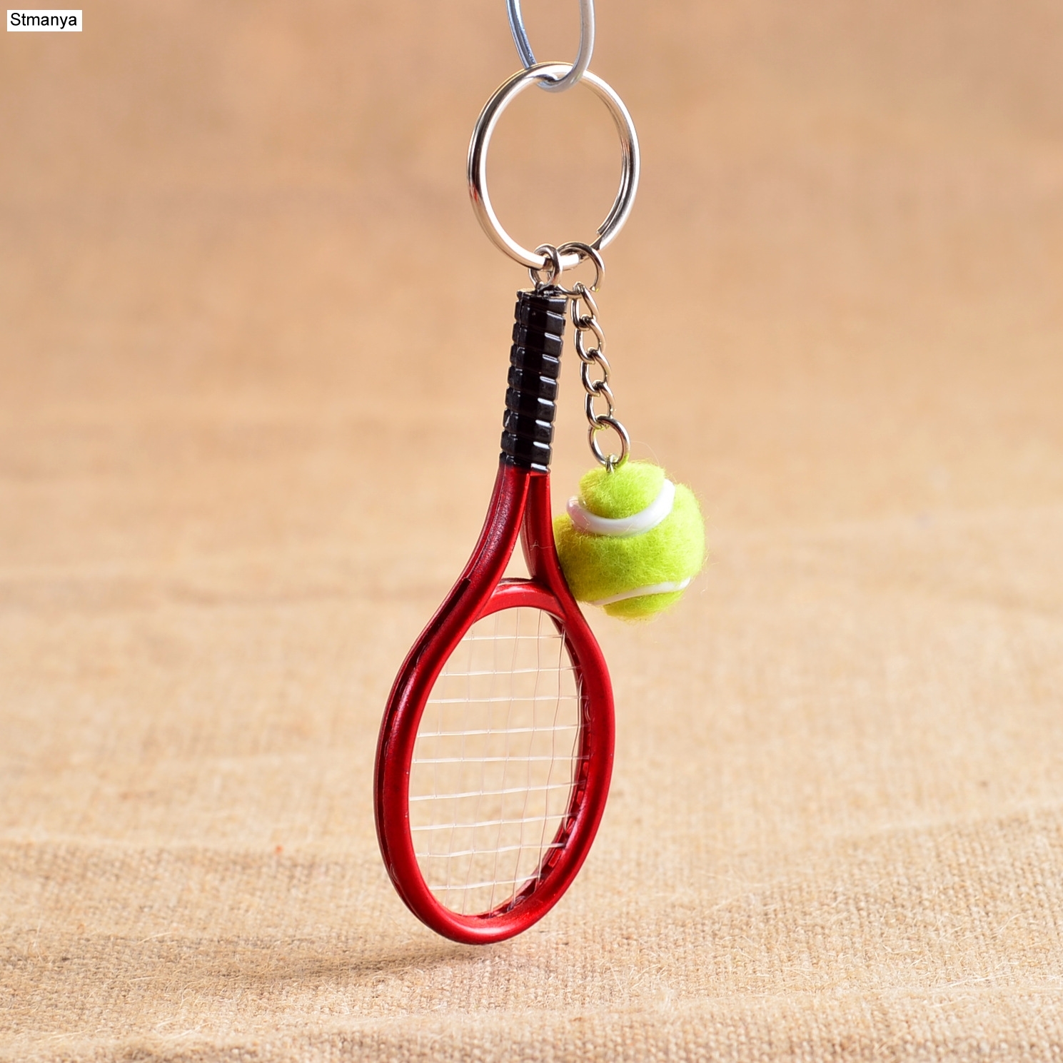 Cute Sport Mini Tennis Racket Pendant Keychain Keyring Key Chain Ring Finder Holer Accessories Gifts for Teenager Fan #1-17162