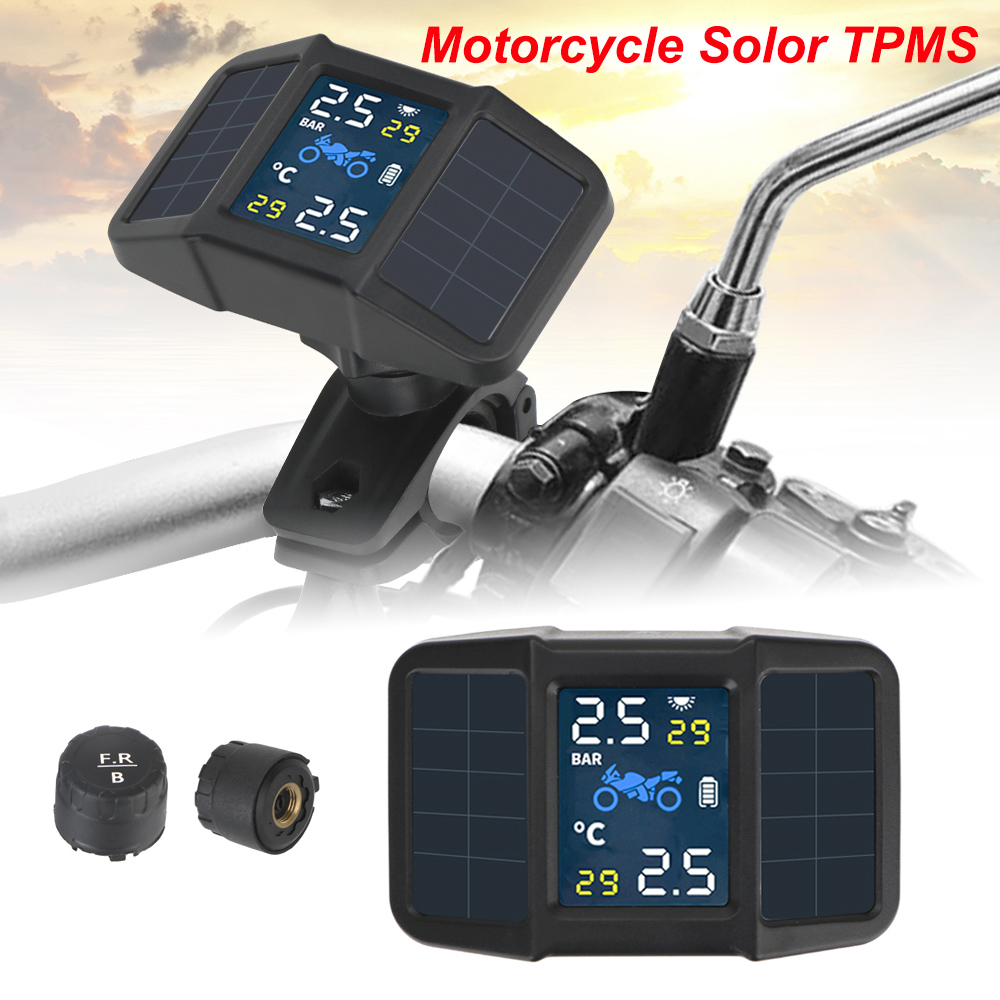 0-3.5Bar Solar TPMS 2 Sensors Motorcycle Tire Pressure Monitor System Tyre Alarm Test Diagnostic Tools Tester Moto Accessories
