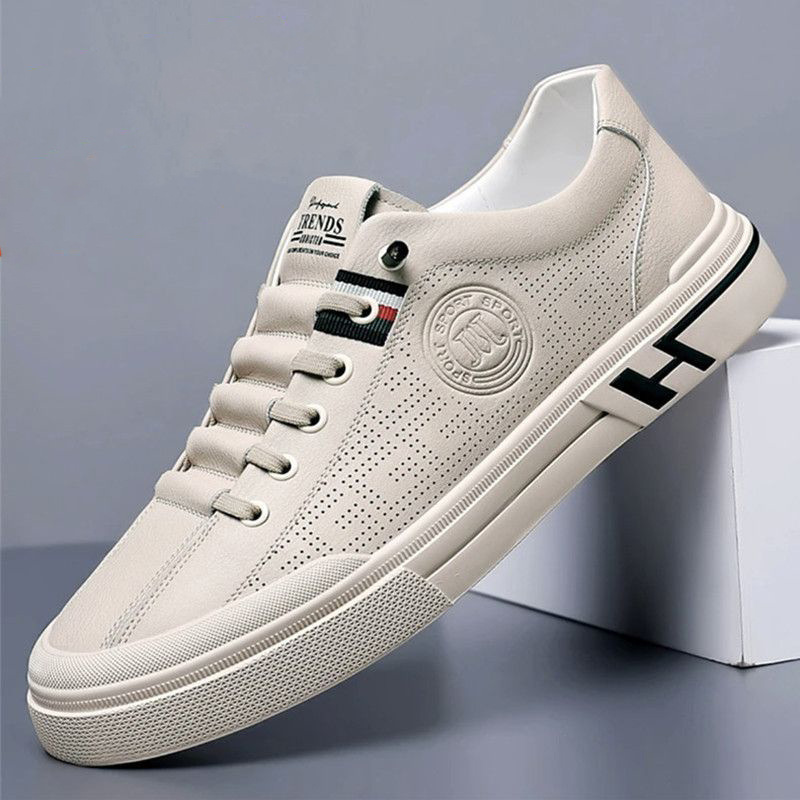 Men Shoes New Embossed Breathable Athleisure Style Trend Versatile White Shoes Comfortable White Free shipping