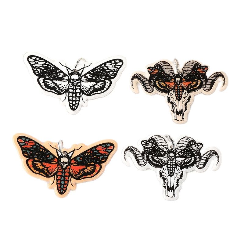 8Pcs Halloween Death Moth Charms Butterfly Acrylic Jewlery Findings For Earring Necklace Diy