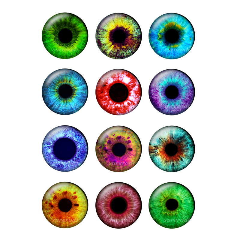24 Pieces/bag 14mm Super Thin Glass Cabochons Blythe Doll Eyes Chips BH173