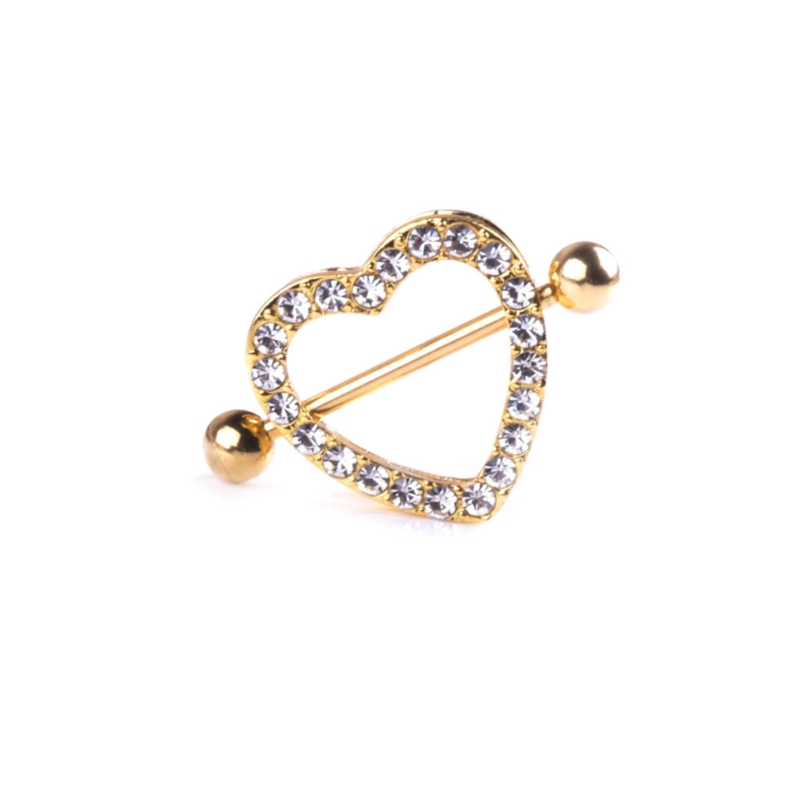 Heart Shape Nipple Rings for Women Men Girls Double Layers Body Piercing Barbell Shiny Women Breast Jewelry Decoration