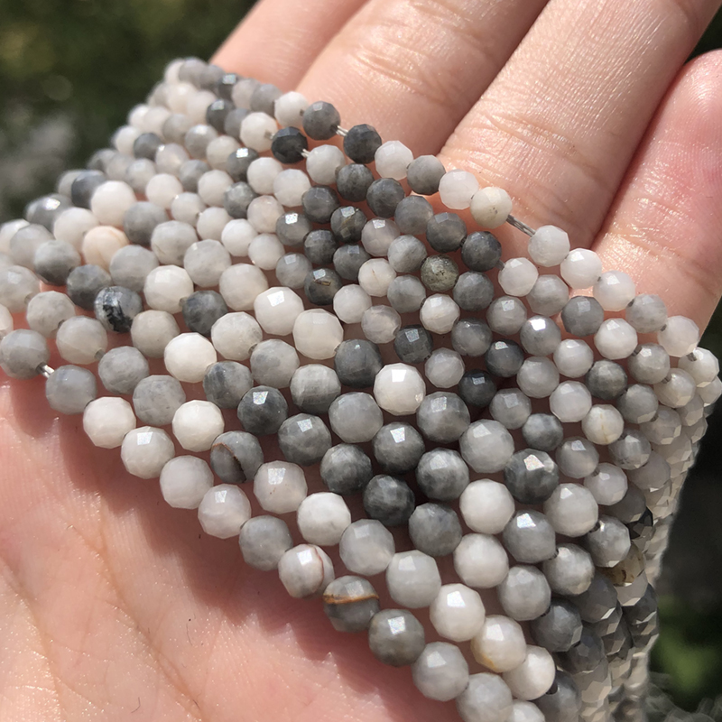 Natural Hawk eye Labradorite Gem tone 2 3 4mm Round Faceted Fine Loose Beads Accessories for Bracelet Earring DIY Jewelry Making