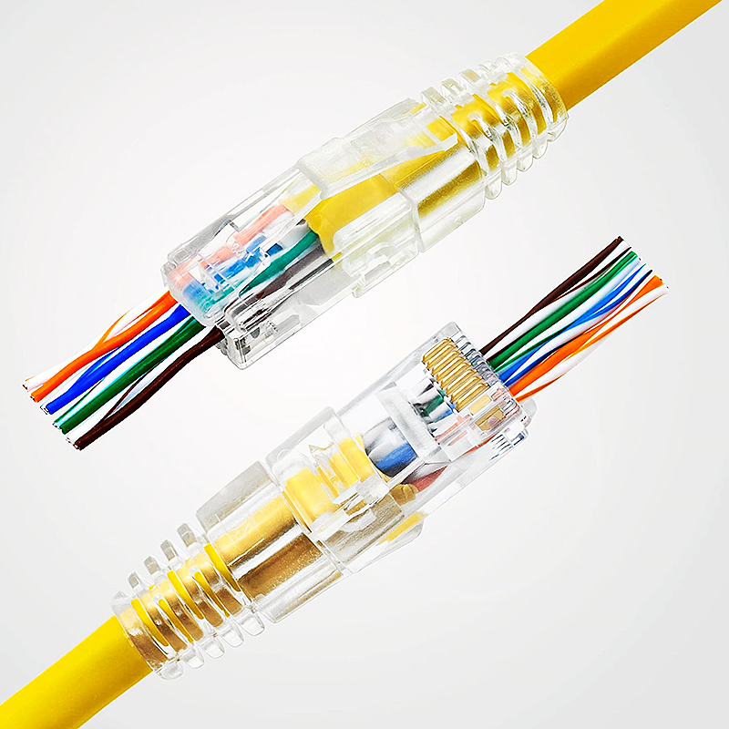 HTOC RJ45 Connector Pass Through Connectors And Strain Relief Boots Pack of 100/100(200 Total) For Network Cat-6 Ethernet Cable