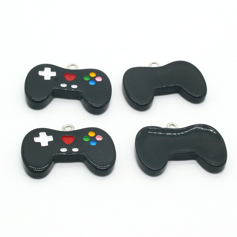 10pcs Black Video Game Controller Earring Resin Charms Smooth Kawaii Cute Necklace Keychains Pendants Diy For Jewelry Accessory