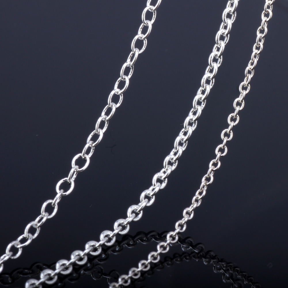 OlingArt 5M/lot 1.5MM/2.2MM Metal Silver Plated Oval shape Link Chains For bracelet/necklace/ DIY jewelry accessories making