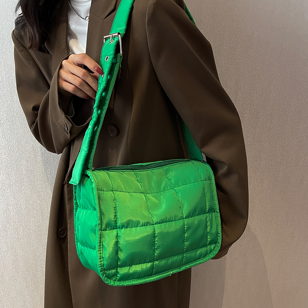 Fashion Ladies Crossbody Hand Bag Quilted Cotton Solid Color Shoulder Handbag Rhombus Pattern Tote Bag Women Shopping Purse Bag