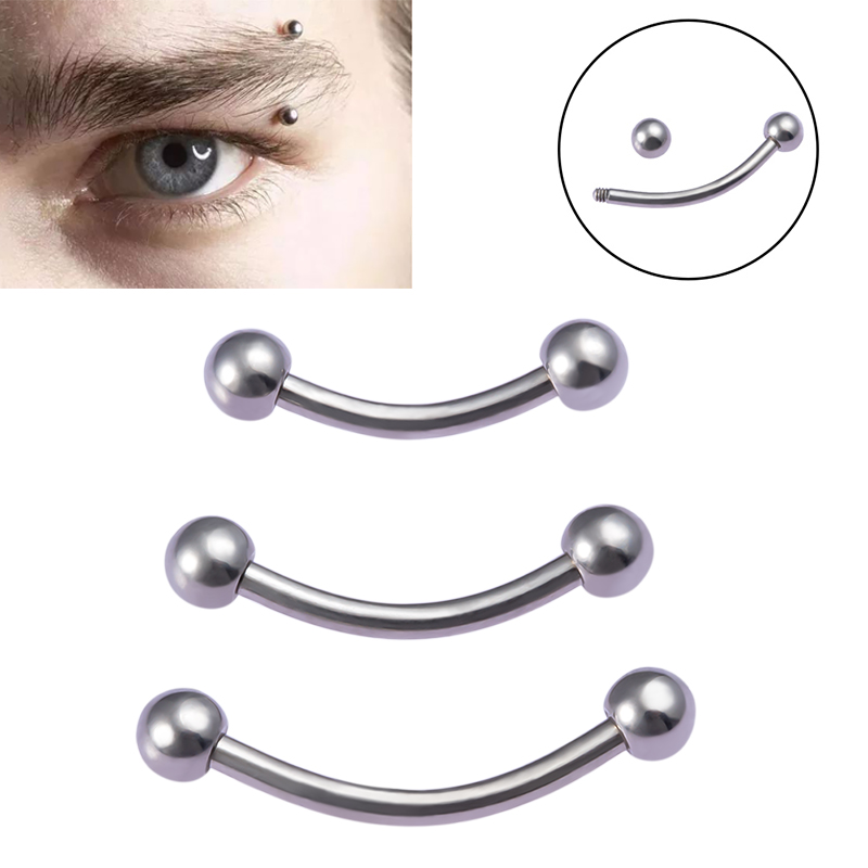 1pc Titanium Eyebrow Piercing Curved Barbell Punk Banana Ring Body Jewelry Cartilage Helix Tragus Ear Nail Stud Nose Lip Bar 16g