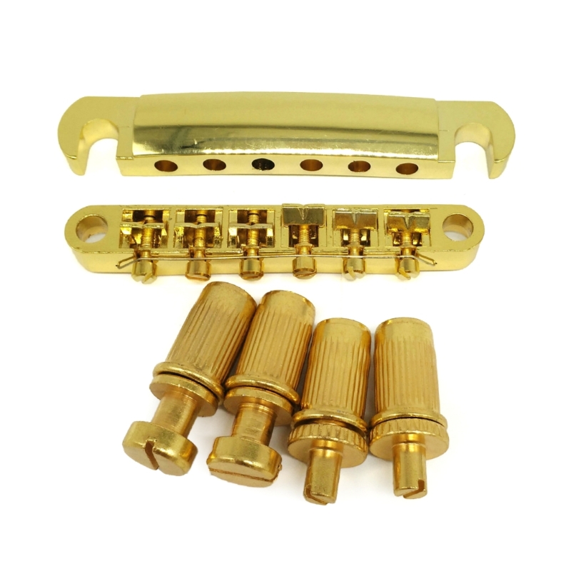 Electric Guitar Rollers Saddle Bridge Tune O-Matic Tailpiece Set for Les Electric Guitar Replacement Parts 69HD