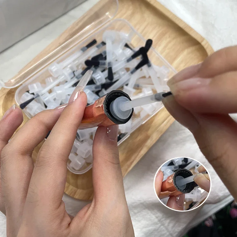 66Pcs/Box Disposable Nail Polish Brush Nail Polish Bottle Replacement Brush Nail Brush Liquid Applicators Manicure Tools