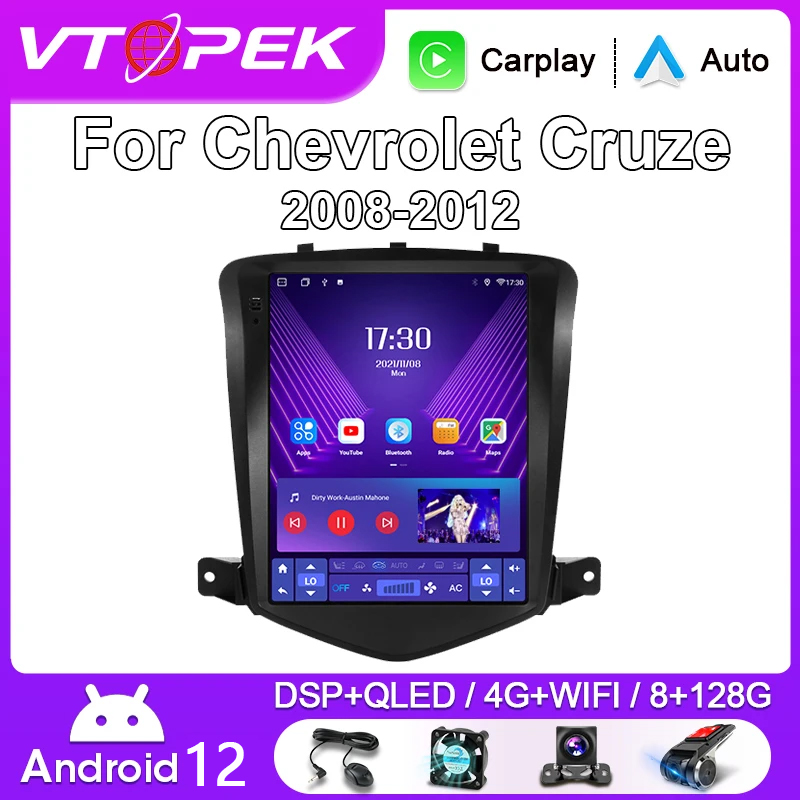 Vtopek 9.7" Android 12 Car Radio for Chevrolet Cruze J300 2008-2012 Multimedia Player GPS 2din Carplay Auto Stereo DVD Head Unit