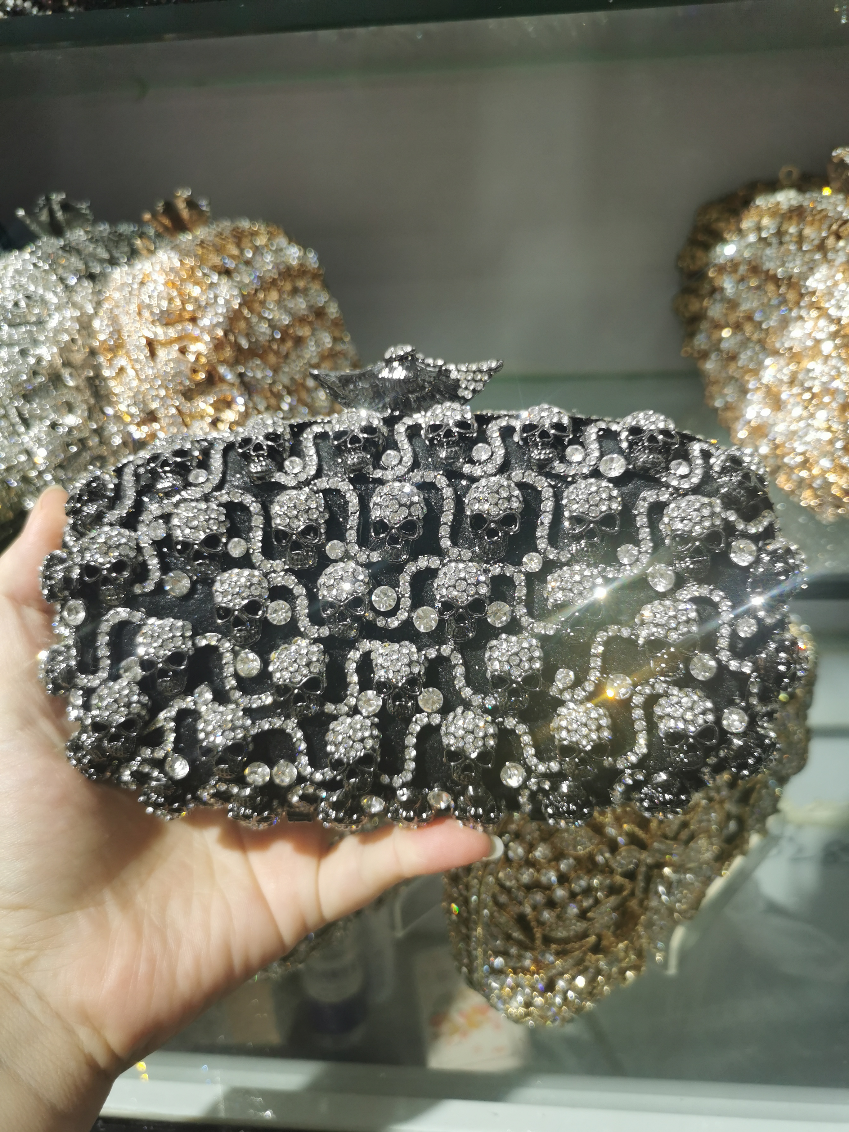 XIYUAN Skull Women Colorful Evening Bags Purses and Handbags Hollow Out Wedding Floral Clutch Bags Bridal Diamond Shoulder Bag