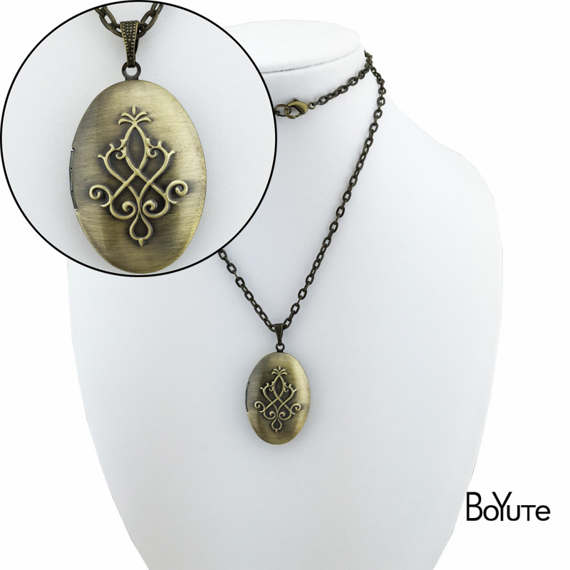 BoYuTe Zakka Diy Handmade Jewelry Materials Antique Bronze Brushed Floating Openable Photo Locket Pendant