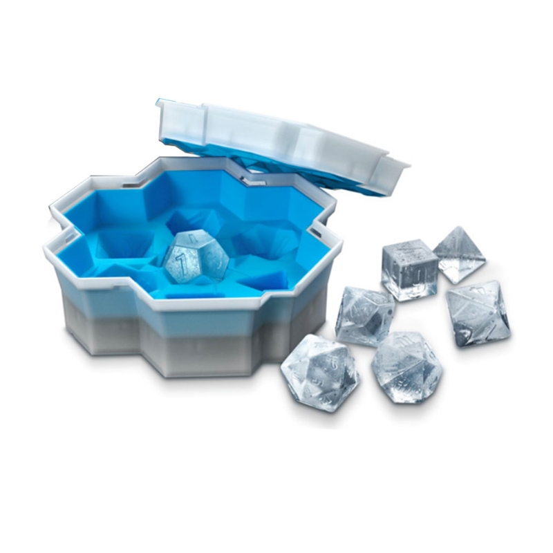 7 Shape Dice Silicone Ice Tray Mold Game Dice Mini Ice Cube Trays with Lids Mold 11JJ100182