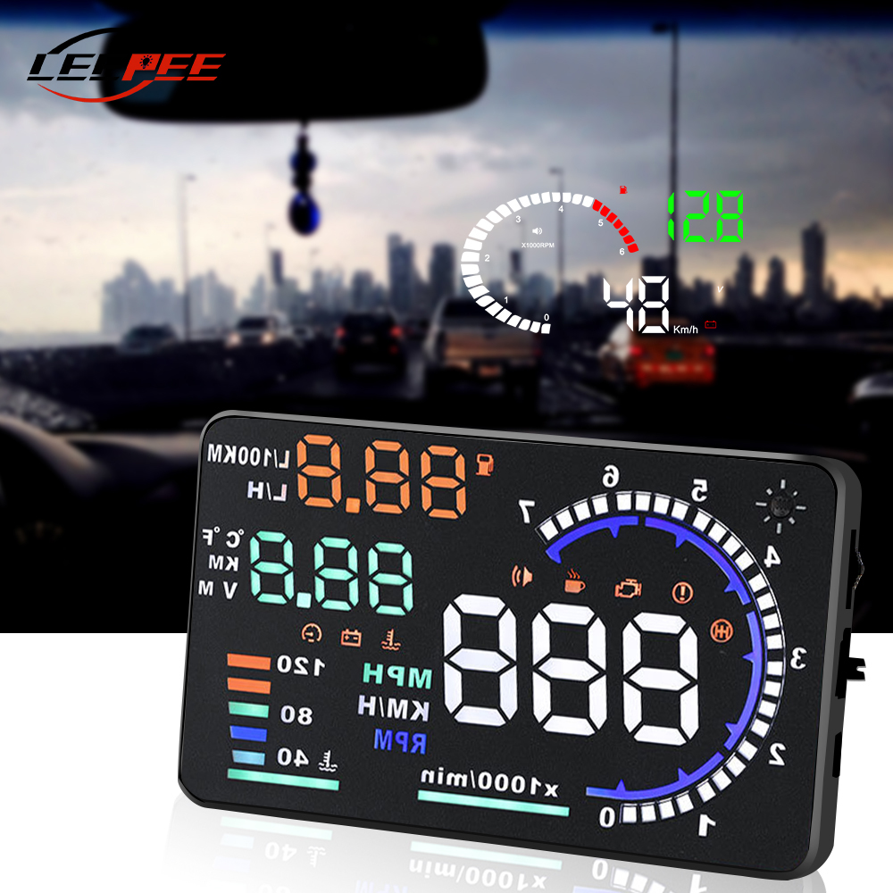 4/5.5" LED Digital OBD2 HUD Car Display Head Up OBD 2 Diagnostic Tools Speedometer Windshield Projector Automotive Accessories