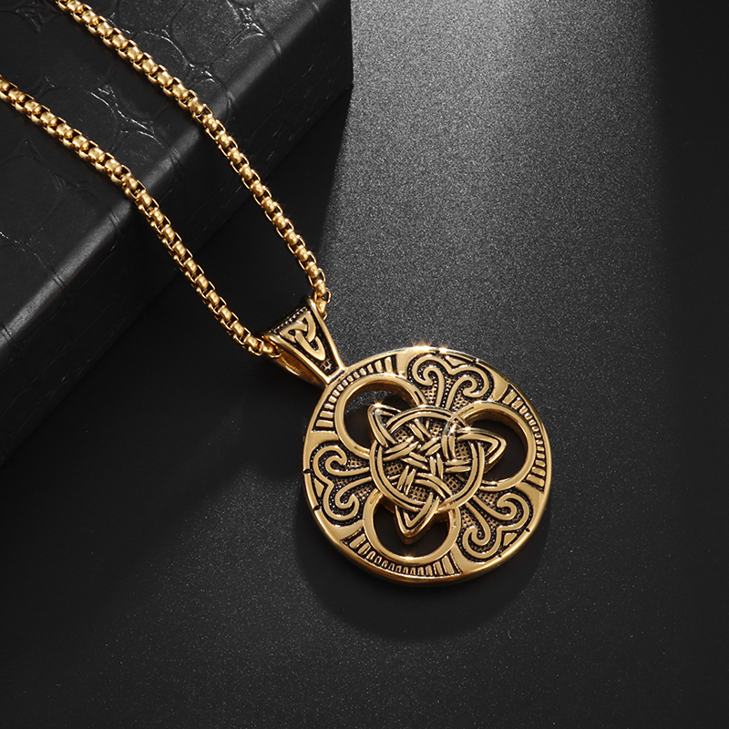 Vintage Celtic Knot Magic Reversible Pendant Nordic Irish Knot Trinity Necklace Men's Charm Nordic Jewelry Gift