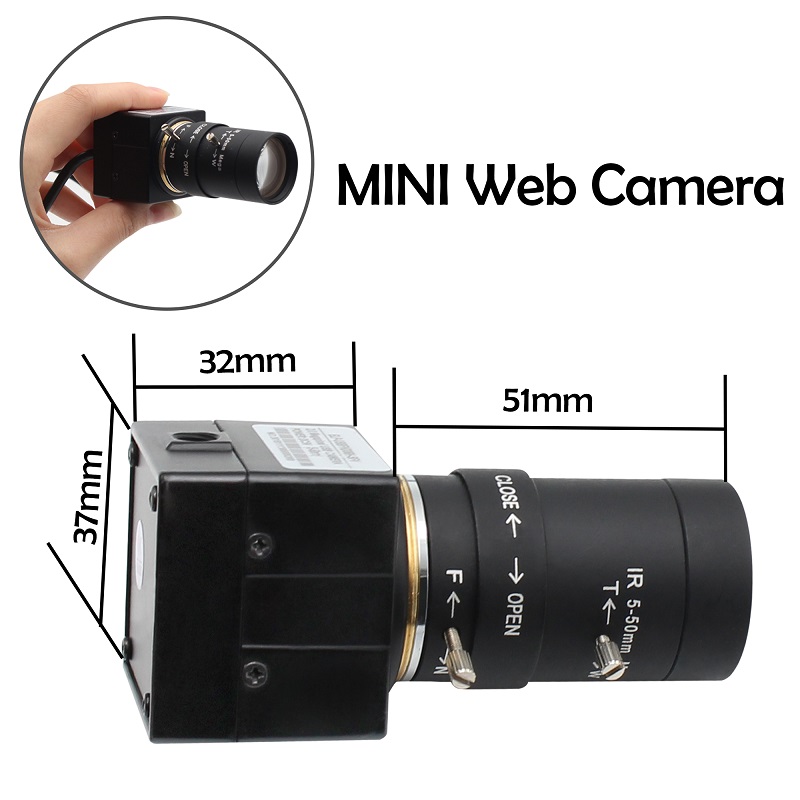ELP 16MP 10X zoom camera micro USB webcam driver free Plug and Play with CS 5-50mm varifocal lens