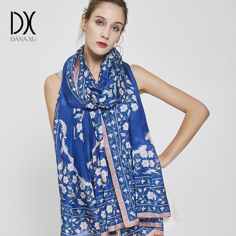 Silk Scarf New Luxury Brand Flower Womens Scarves Designer Summer Beach Blanket Bandana Muslim Hijab Foulard Pashmina 2017