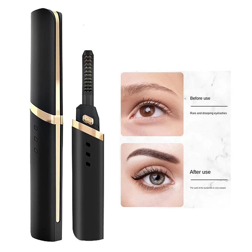 Electric Heated Eyelash Curler USB Rechargeable Eyelashes Curler 3 Mode Quick Heating Natural Eyelash Curler Long Lasting Makeup 240621