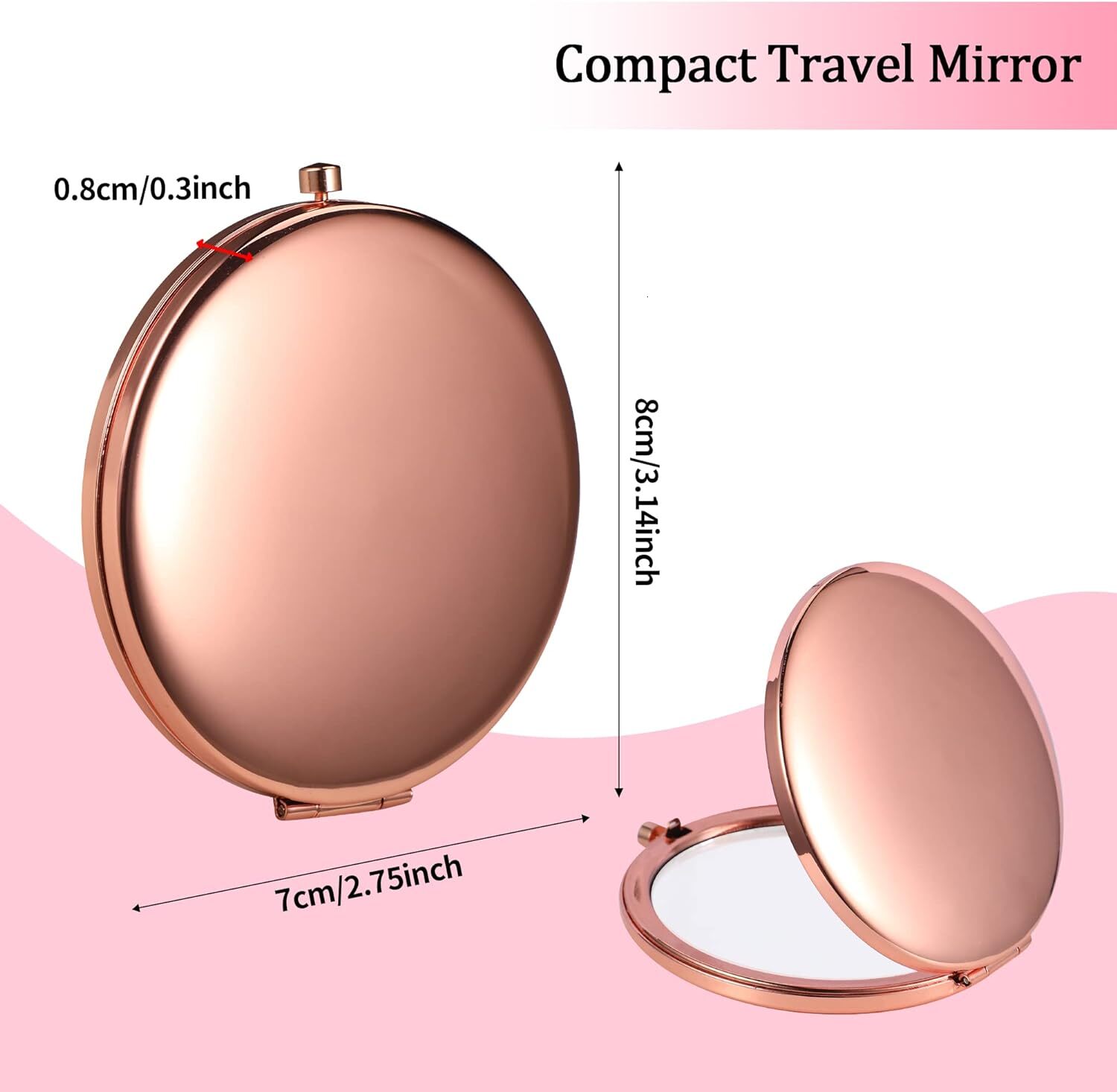 Makeup Double Sided Round Cosmetic Metal Look Glass Durable Magnification Folding Mirror Graphic Letter Pattern For Party F624-7