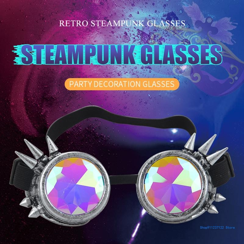 Glasses Men Round Sunglasses Women Party Psychedelic Prism Diffracted Rainbow Lens EDM Sunglass Female