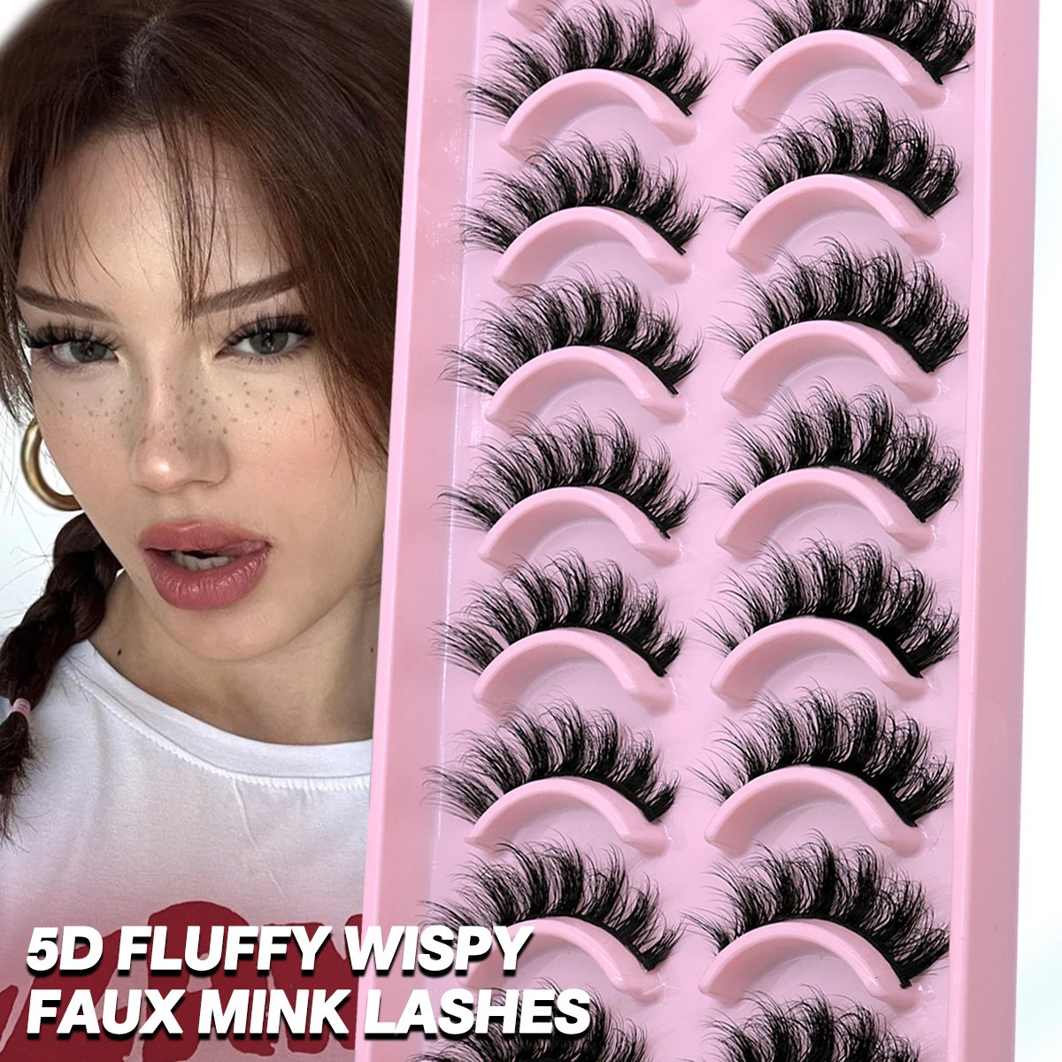 GROINNEYA 5/10 Pairs 3D Faux Mink Lashes Fluffy Soft Full Thick Wispy Natural long False Eyelashes Curly lashes wholesale lashes 240624
