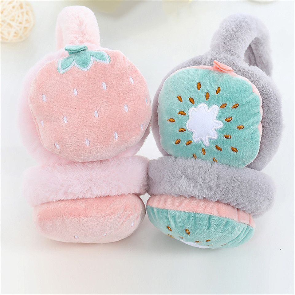 Cute Fruit Earmuffs For Womens Girls Winter Ear Warm Comfortable Skiing Soft Plush Headband Lovely Headphones Earmuffs Children