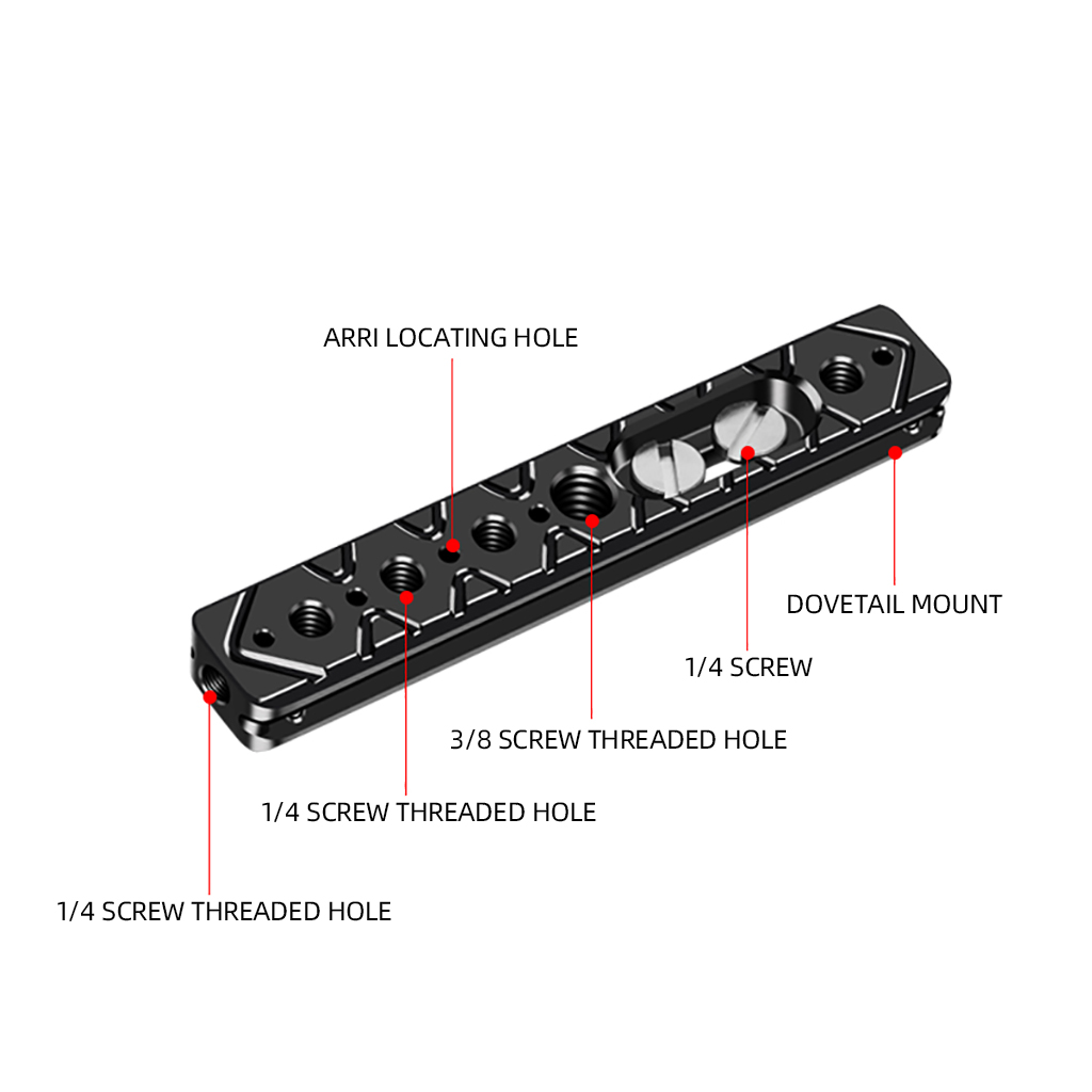 FEICHAO 120mm Cheese Plate Multi Holes Bar 1/4" 3/8" ARRI for DSLR Camera Cage Rig Video Rail Slider Mount Light Mic Extension