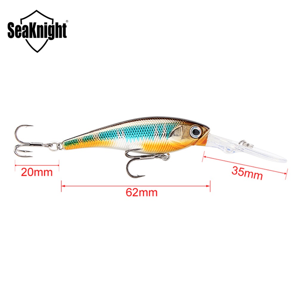 SeaKnight SK006 Minnow Hard Fishing Lures 1PC 62mm 6.2g Depth 0-2.5M Floating Wobbler Bait With 3D Eyes 2 Hooks