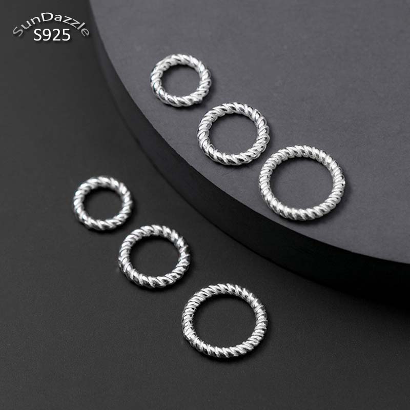 Genuine Real Pure Solid 925 Sterling Silver Close Jump Rings Twisted Line Split Ring Connector Jewelry Making Findings