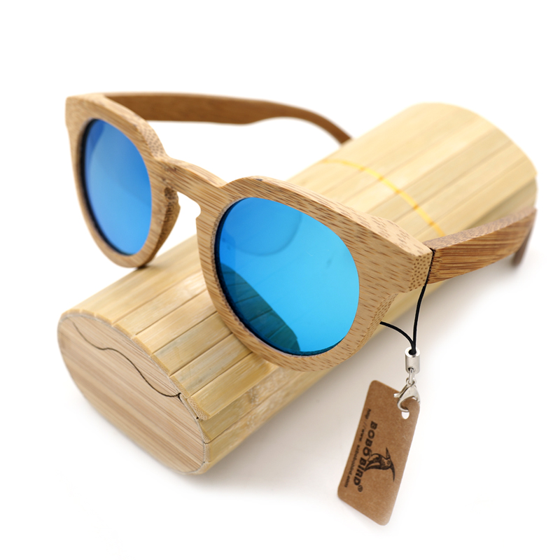 BOBO BIRD Natural Bamboo Men Sunglasses Luxury Brand Design Round Polarized Sun Glasses Women Apparel With Wooden Gift Box