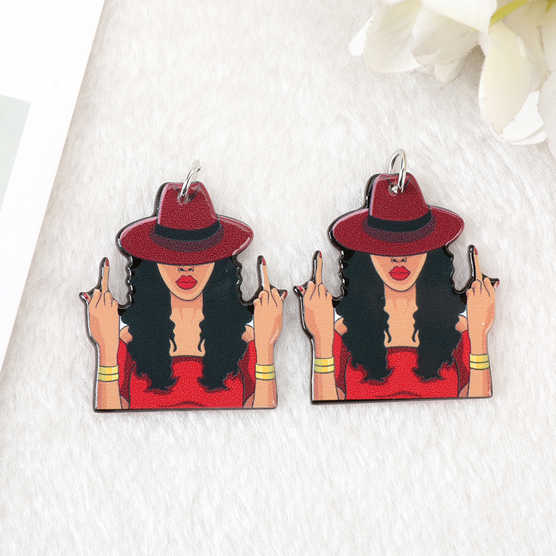 10Pcs Black Women Queen Charms Braids Dreads Hairstyle Color Classy Diva Lady Acrylic Jewlery Findings For Earring Necklace Diy