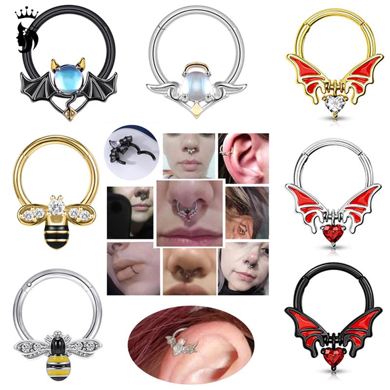Butterfly Nose Piercing Ring Nase Septum Piercing Ring Titanium Steel Nariz Piercing Ear Cartilage Tragus Goth Piercing Nez Opal