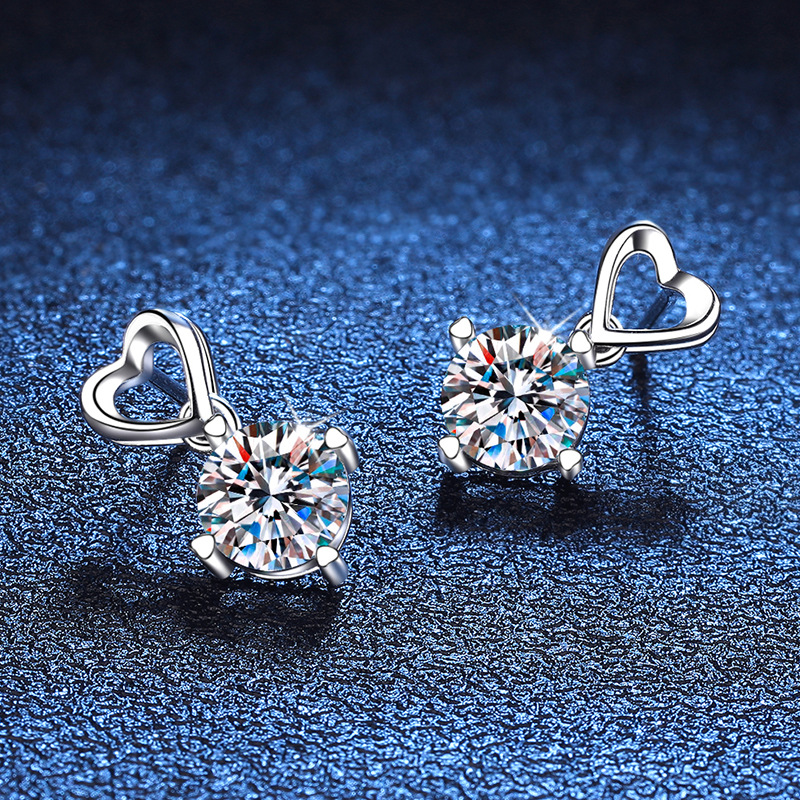TBCYD 2CT D VVS1 Round Moissanite Diamond Ear Studs For Women GRA Certified S925 Sliver Drop Earrings Wedding Party Fine Jewelry