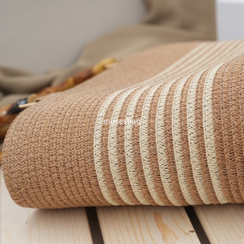 Elegant Women High Quality Popular Practical Multi functional Woven Bag New Fashion Tote Bag Spliced One Shoulder Large Capacity Bamboo Knot Handheld 