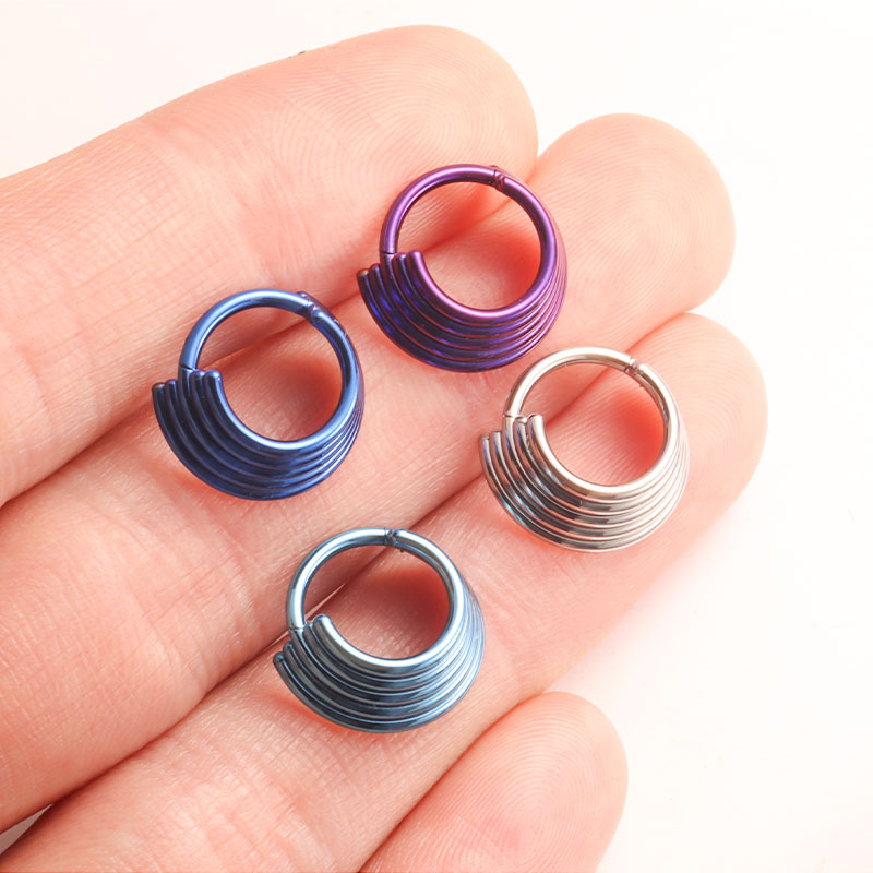 ASTM F136 Titanium Hinged Septum Clicker Nose Ring Piercing Helix Daith Earring Implant Grade Anodized High Quality Body Jewelry