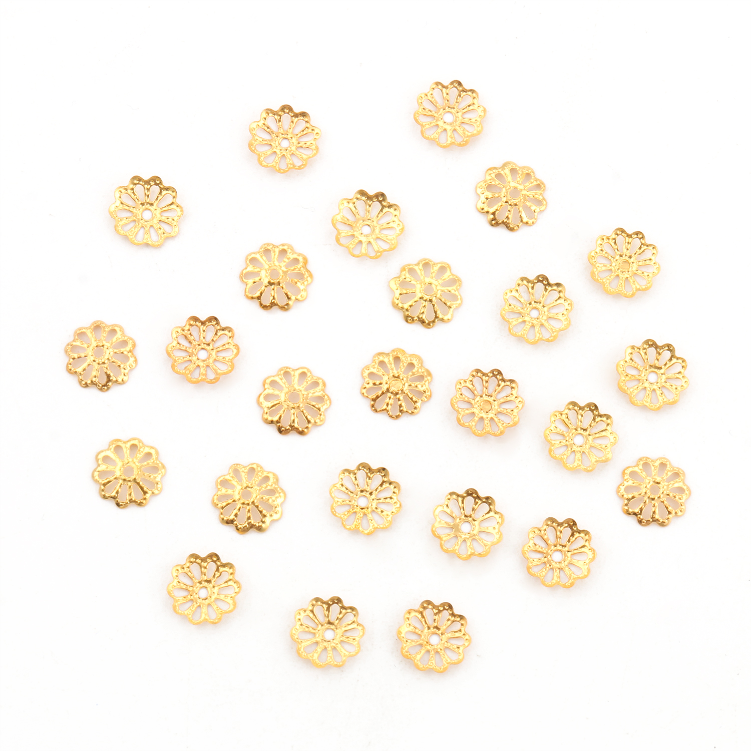 200/500pcs 6mm 9mm Hollow Flower Metal Filigree Loose Spacer Bead Caps Cone End Filigree For Diy Jewelry Finding Making Supplies