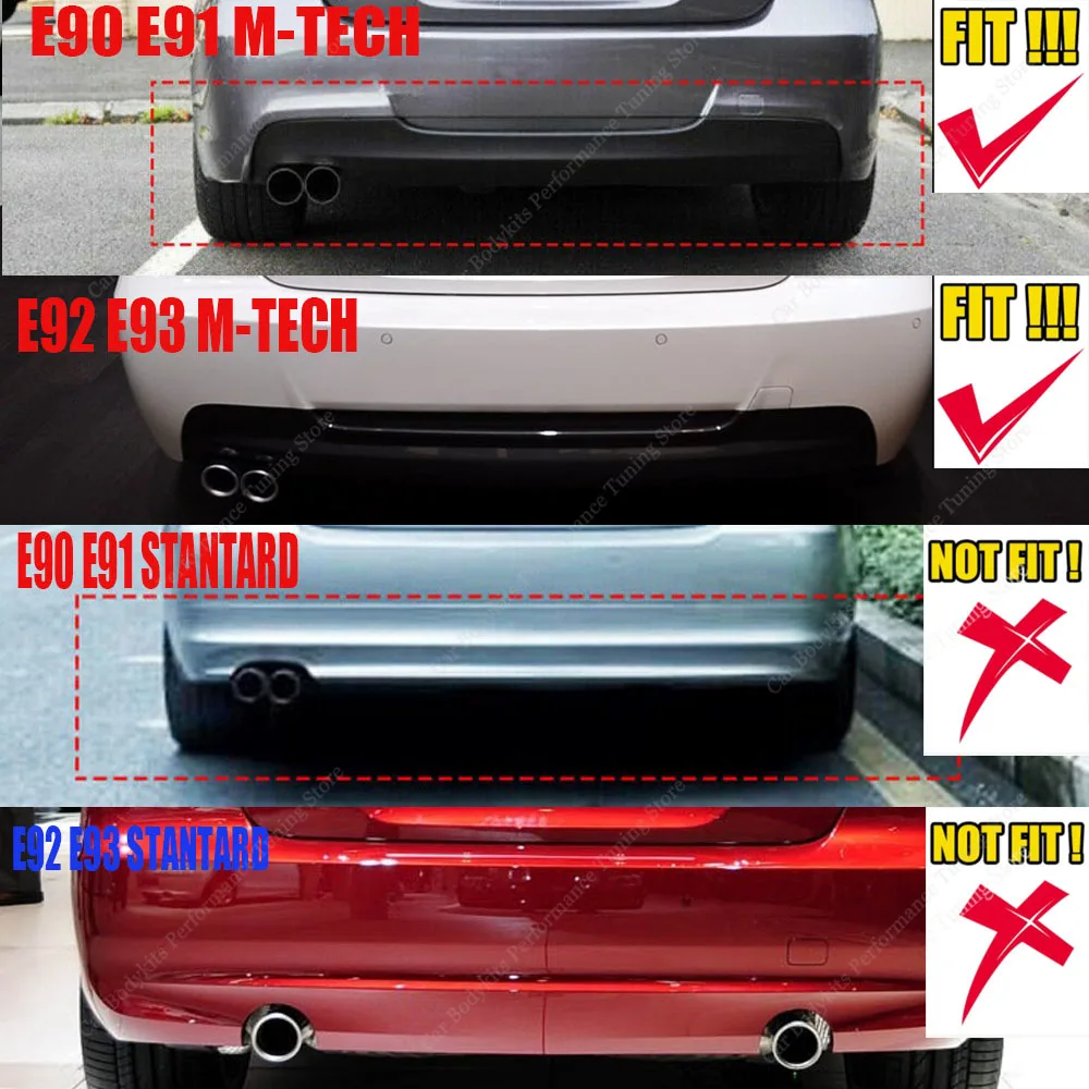 For Bmw E90 E91 E92 E93 Performance Style Rear Diffuser Rear Bumper Lip Splitter With Lamp 320i 320d 325d 330d 335i 05-12 M-Tech