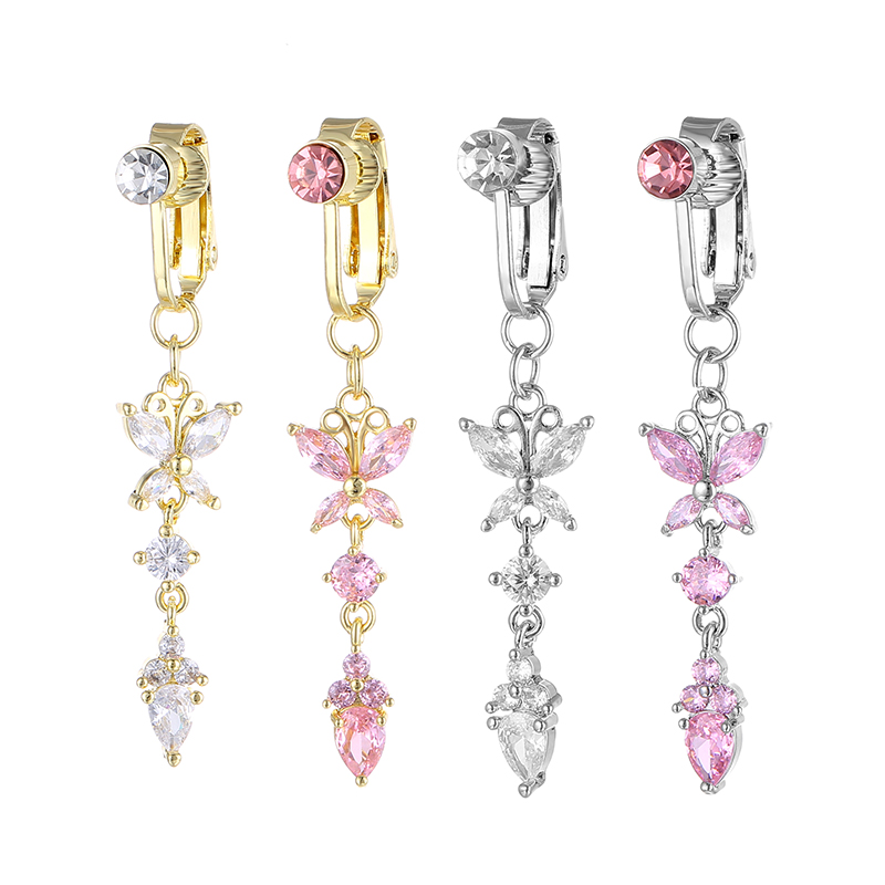 Faux Fake Belly Butterfly Fake Belly Piercing Heart Clip On Umbilical Navel Fake Pircing Butterfly Cartilage Earring Clip