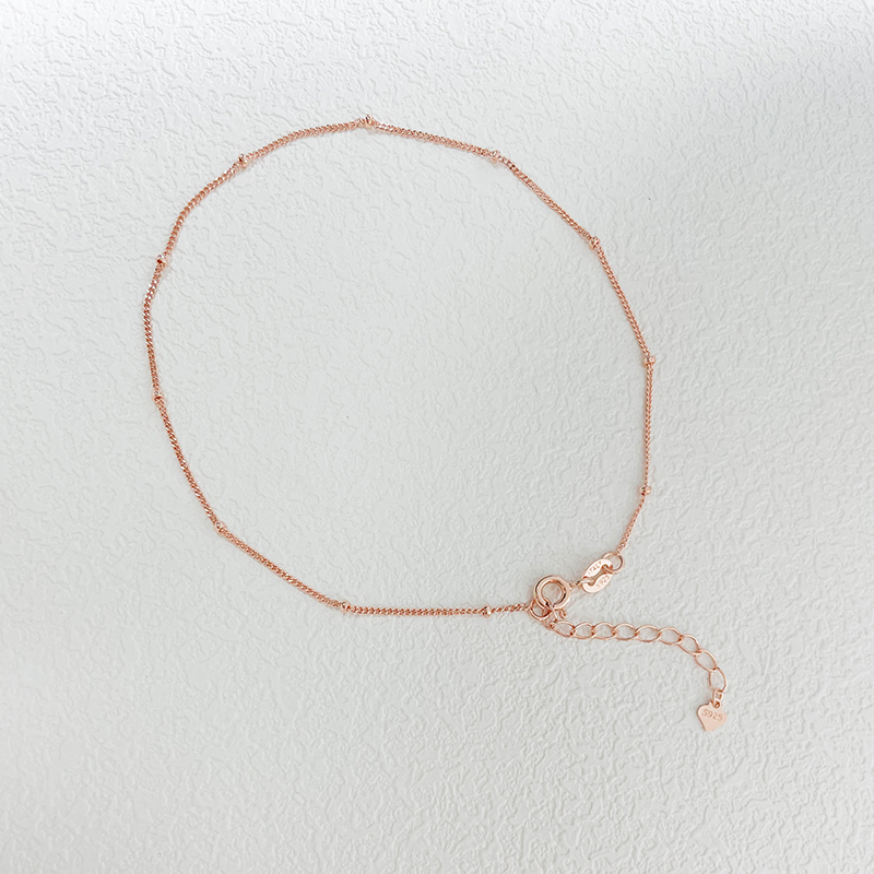 22+3cm Thin Pure Real 925 Sterling Silver Curb Bead Chain Anklet For Women Girls Foot Jewelry Leg Bracelet Barefoot Tobillera